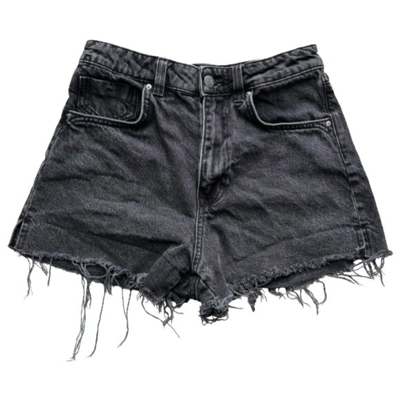 Zara High Waisted Black Denim Shorts - Picture 1 of 7